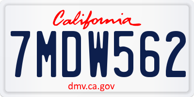CA license plate 7MDW562