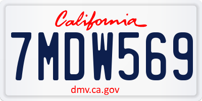 CA license plate 7MDW569
