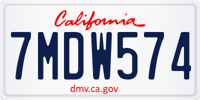 CA license plate 7MDW574