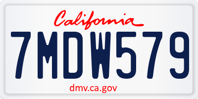 CA license plate 7MDW579