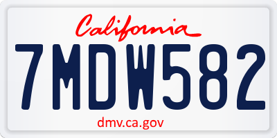 CA license plate 7MDW582