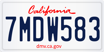 CA license plate 7MDW583