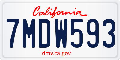 CA license plate 7MDW593