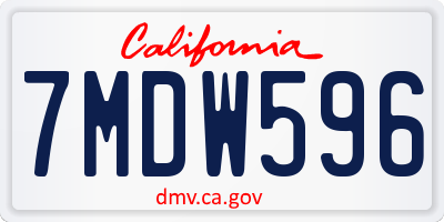 CA license plate 7MDW596