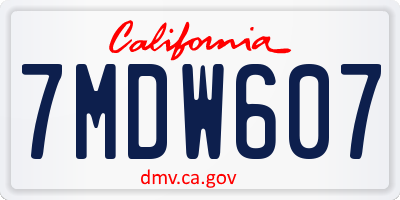 CA license plate 7MDW607