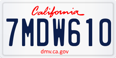 CA license plate 7MDW610