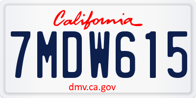 CA license plate 7MDW615