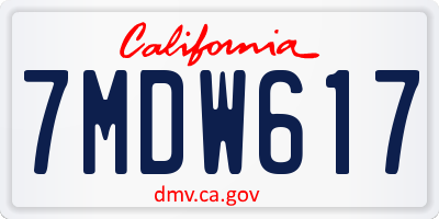 CA license plate 7MDW617