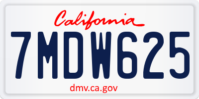 CA license plate 7MDW625