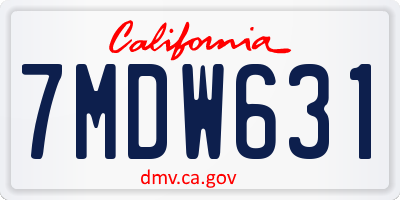 CA license plate 7MDW631