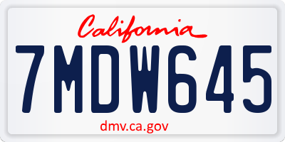 CA license plate 7MDW645