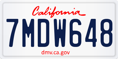 CA license plate 7MDW648