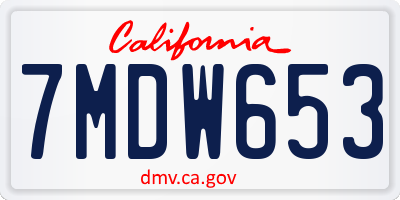 CA license plate 7MDW653