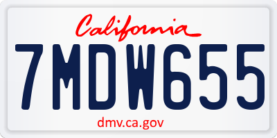 CA license plate 7MDW655