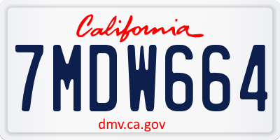 CA license plate 7MDW664