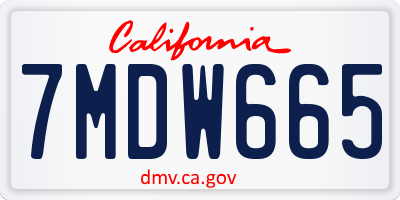 CA license plate 7MDW665