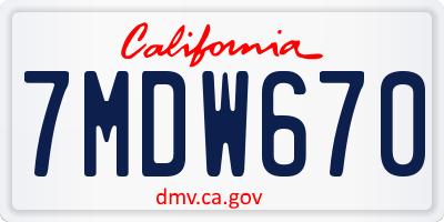 CA license plate 7MDW670