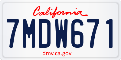 CA license plate 7MDW671