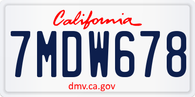 CA license plate 7MDW678