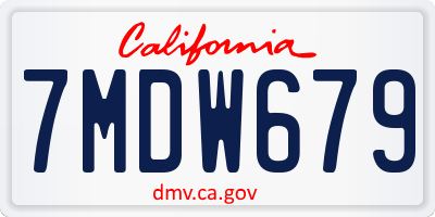 CA license plate 7MDW679