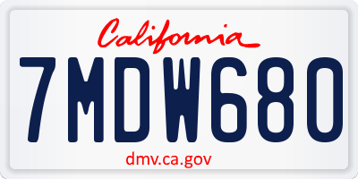 CA license plate 7MDW680