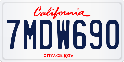 CA license plate 7MDW690