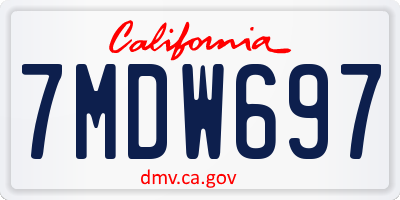 CA license plate 7MDW697