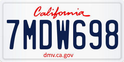 CA license plate 7MDW698