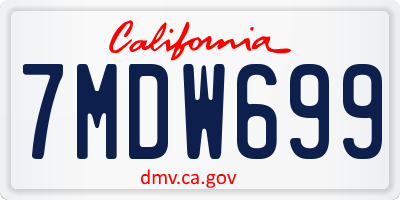 CA license plate 7MDW699