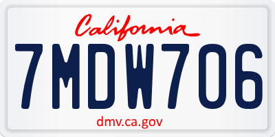 CA license plate 7MDW706