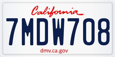 CA license plate 7MDW708