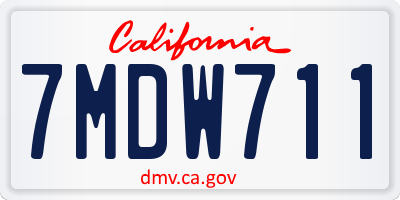 CA license plate 7MDW711