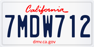 CA license plate 7MDW712