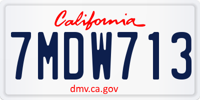CA license plate 7MDW713