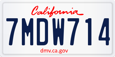 CA license plate 7MDW714