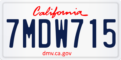 CA license plate 7MDW715