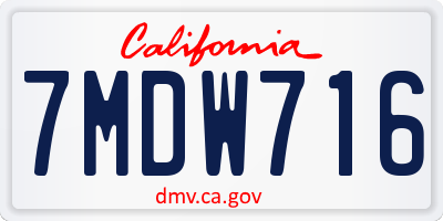 CA license plate 7MDW716