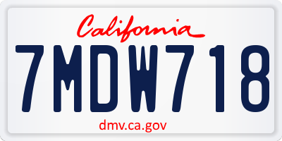 CA license plate 7MDW718