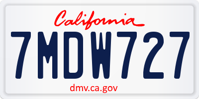 CA license plate 7MDW727