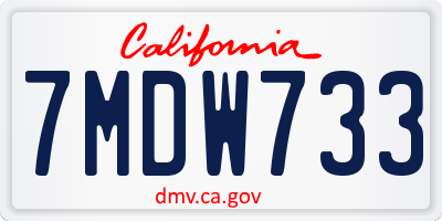 CA license plate 7MDW733