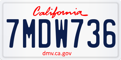 CA license plate 7MDW736