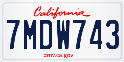 CA license plate 7MDW743