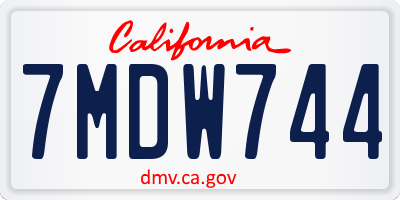 CA license plate 7MDW744
