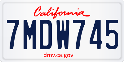 CA license plate 7MDW745