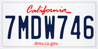 CA license plate 7MDW746