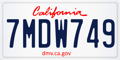 CA license plate 7MDW749