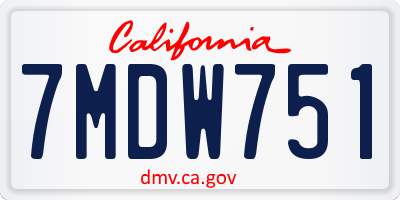CA license plate 7MDW751