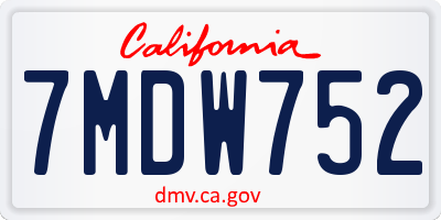 CA license plate 7MDW752
