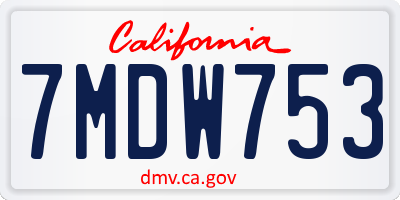 CA license plate 7MDW753
