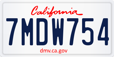 CA license plate 7MDW754